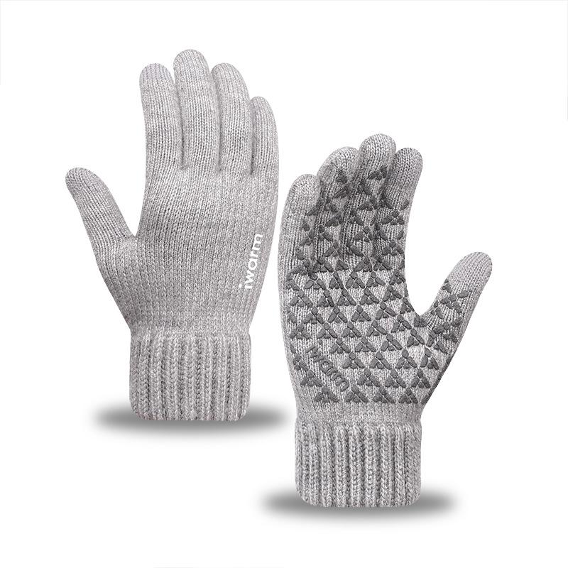 iwarm love warm camel wool men's winter wool gloves piled thickened knitted touch screen gloves