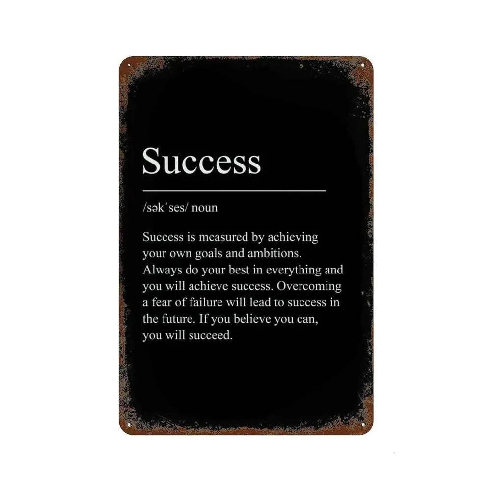 Минималистичные Текстовые Вдохновляющие Черные Металлические Знаки Плакаты Успех Фокус Дисциплина Терпение Определение Оловянный Знак для Комнаты Дома Стены 26T 26T0104 40x30cm