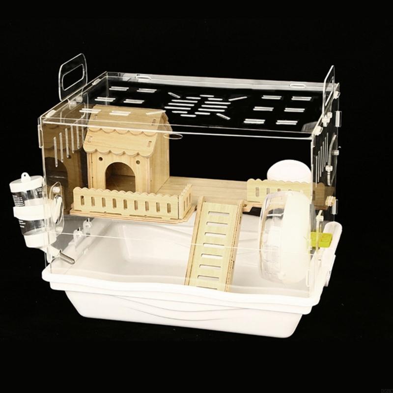 Hamster Rodents Cage Toy Gerbil Cage Clear Window Villa Water Bottle for Ferrets
