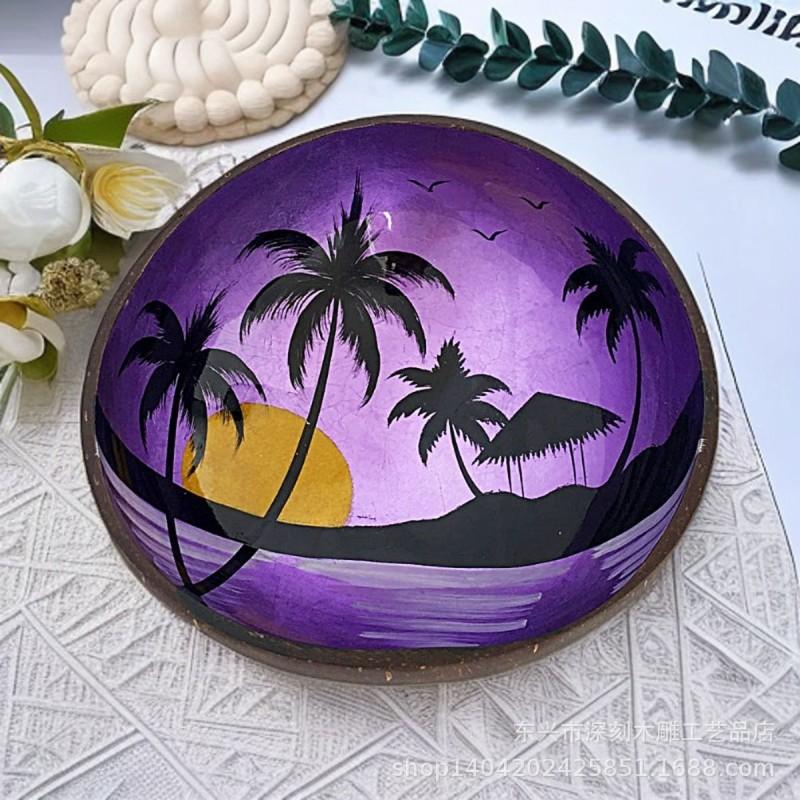 Vietnamese Coconut Shell Bowl Decorative Serving Dish Snacks Nuts Candy Home Decor Storage