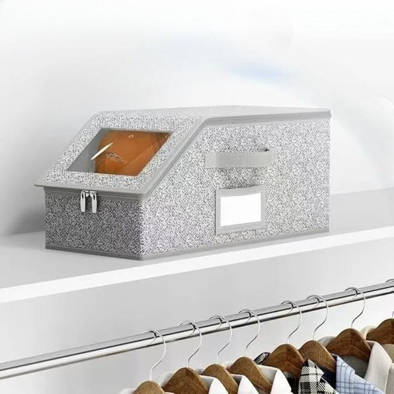 1PC Stackable Baseball Cap Storage Box with Zipper and Lid, Wardrobe Storage Box Suitable for Storing Various Hats, Reusable
