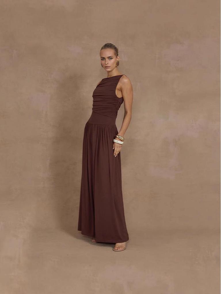 Elegant Solid Color Sleeveless Summer Dress - European & American Style