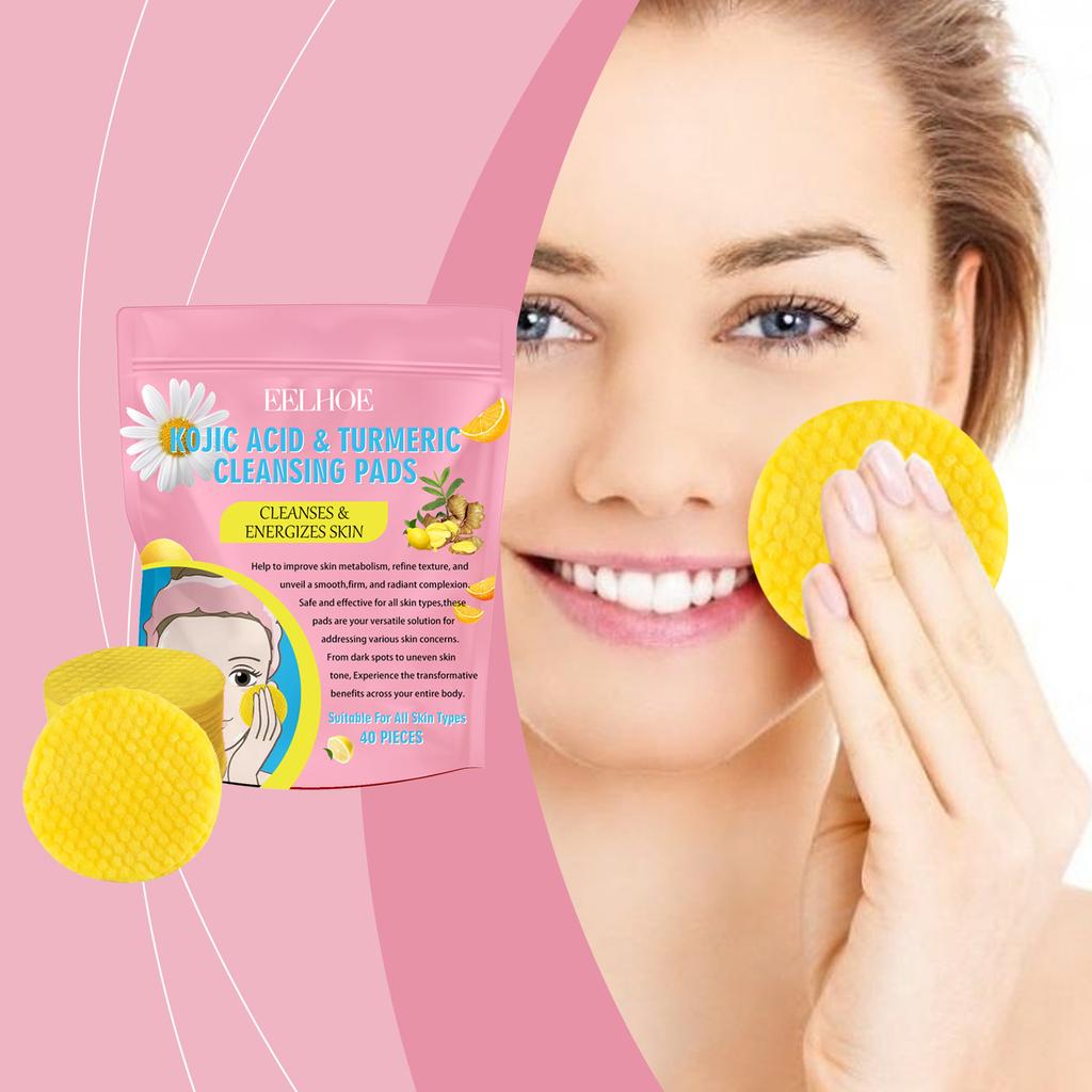 EELHOE Curcuma Kojic Acid Cleansing Pad Gentle Cleansing Skin Care Facial Pore Cleaning Pad