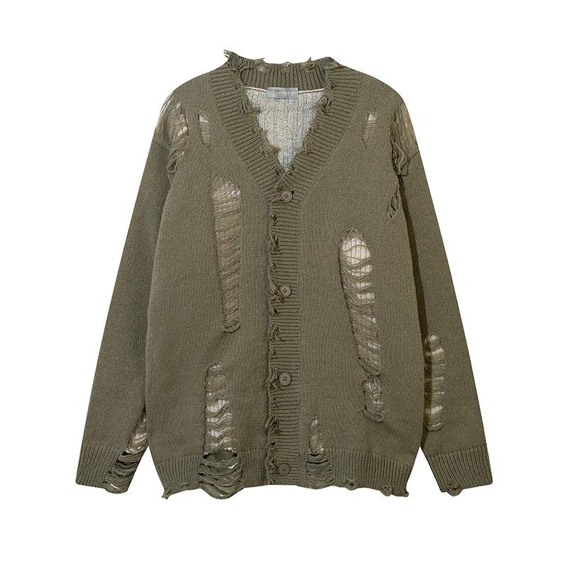 סוודר קרדיגן סרוג לגברים בסגנון היפ-הופ אוברסייז לסתיו ולחורף