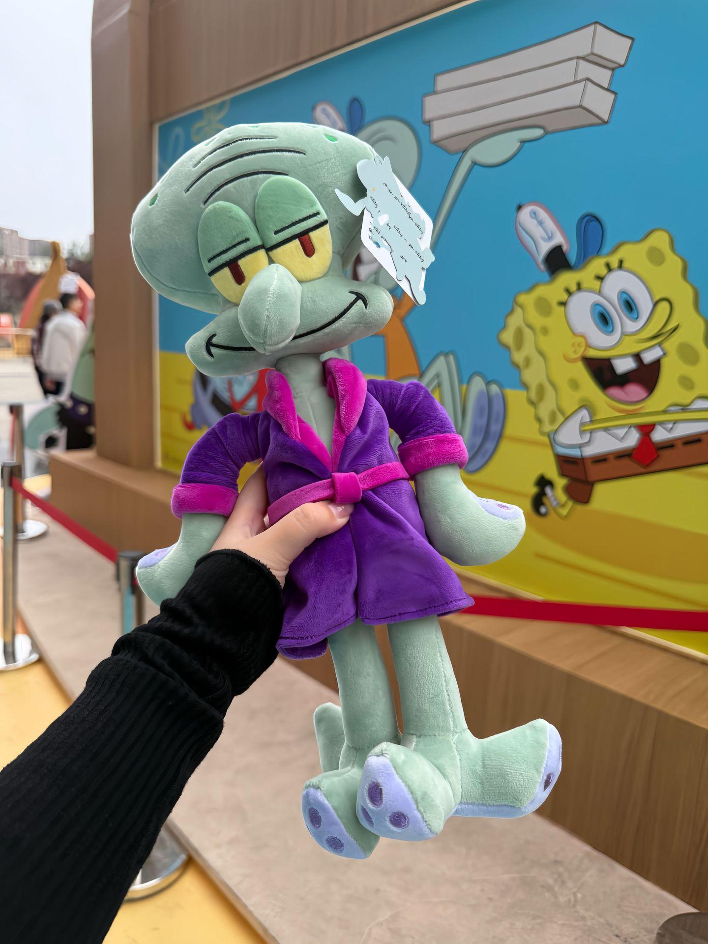 

Мультяшная Плюшевая Кукла Губка Боб Сквидвард Аниме Фиолетовый Халат Пижама Мягкая Набивная Игрушка Кукла-Спутник Для Сна Сюрприз Подарки 40cm