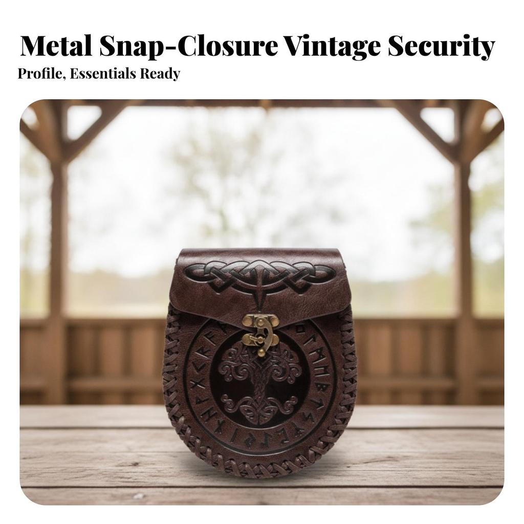 Waist Pouch with Metal Clasp PU Leather Embossed Fanny Pack Compact