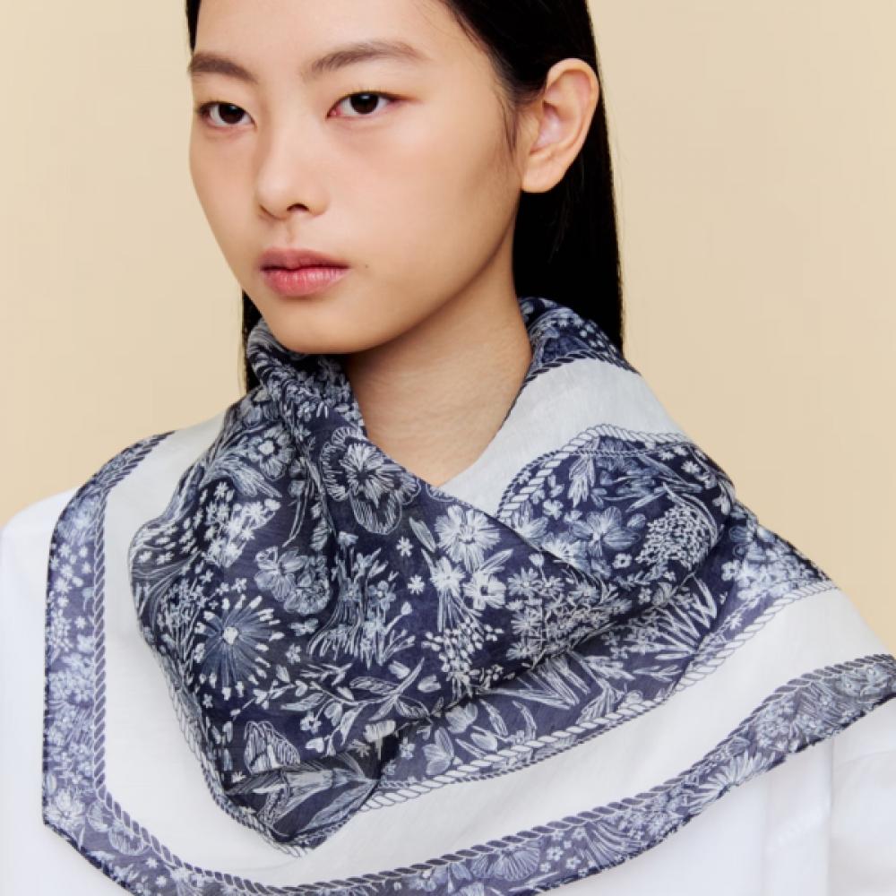 Daks Navy Pattern Silk Blend Scarf Dcsc6e490n2 Single option