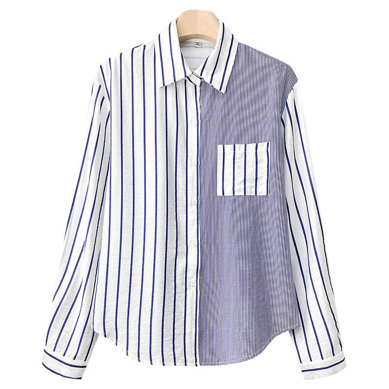 Striped Shirt for Women Long-sleeved Spring Outfit New Style Design Niche Wear Versatile Shirt