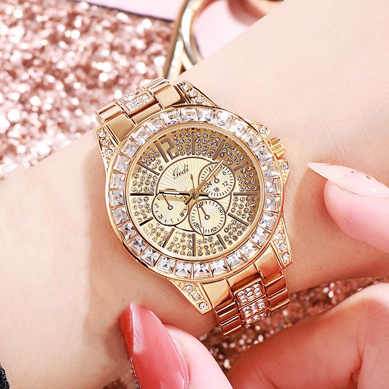 Orologio da Donna con Cinturino in Acciaio e Diamanti, Orologio da Donna con Diamanti, Orologio alla Moda, Orologio al Quarzo Impermeabile