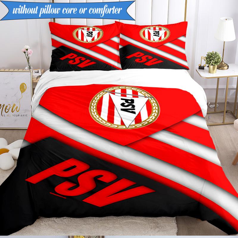 PSV Eindhoven Wappen 3-teilige Bettwäsche, inklusive 1 Bettbezug und 2 Kissenbezügen. Perfekt für Weihnachten, ideal für Schlafzimmer, Wohnheim