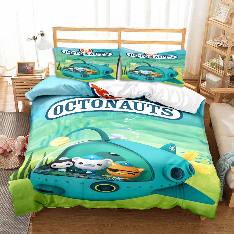 The Octonauts Cartoon Printed Bedding Set Children's Soft Duvet Cover Pillowcase Single Double Bed Queen Size Bedspread Kid Gift