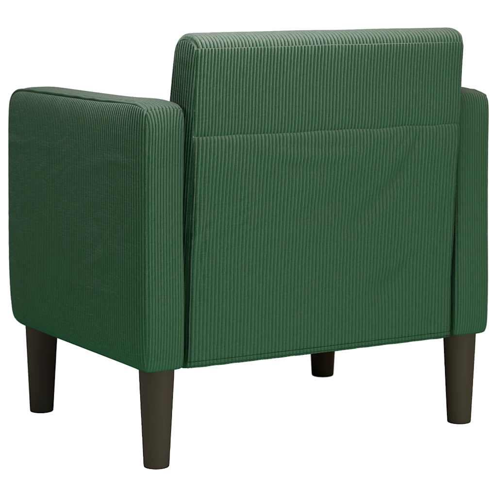 Armchair with Armrests Dark Green 54 Cm Cord Fabric