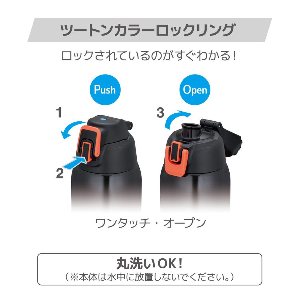 Termoska na vodu, vakuově izolovaná sportovní láhev, černá, Valencia, pouze pro chladicí skladování, BKV 1,5 l, FHT-1502F