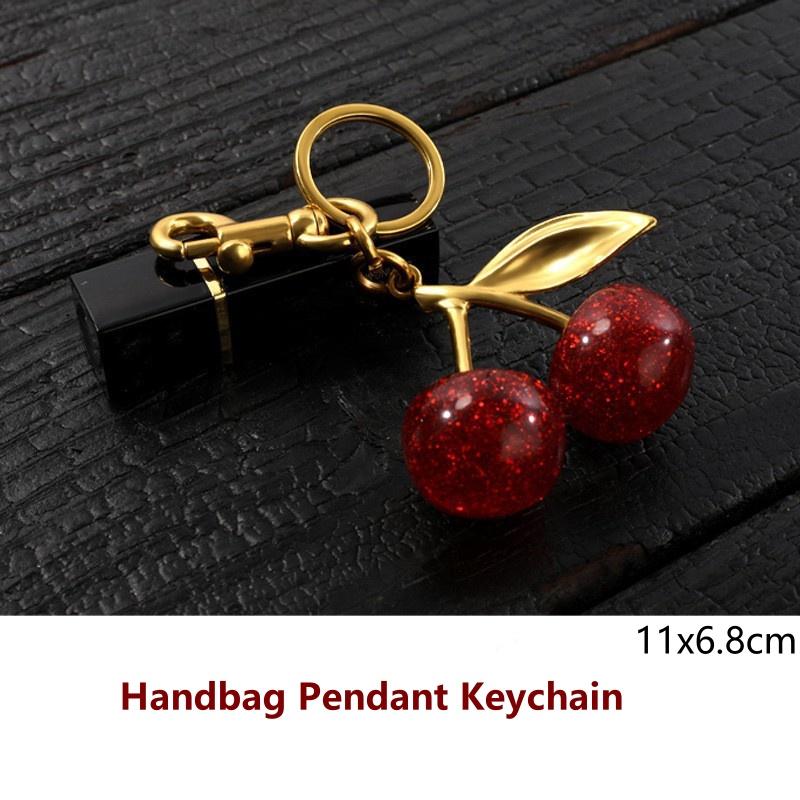 Red Cherry Pendant Keychain for Women S Cute Bag Decoration Multifunctional Jewelry Car Key Accessories Trendy Charm Keyring