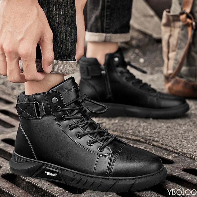 Fashion Fashionable versatile men's boots high top cotton shoes men's winter warm plush casual comfortable board shoes sports shoes