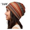 Trendy Fashion Gift for Her Women's Geometry Print Slouchy Hat, Casual Soft Stretch Skull Shopping Dating Headpiece Cap, Warm Cancer Chemo Headwear,