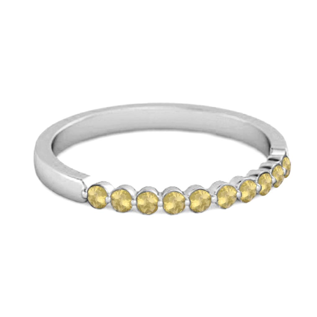 Lemon Quartz Half Eternity Design Band Ring - 925 Sterling Silver