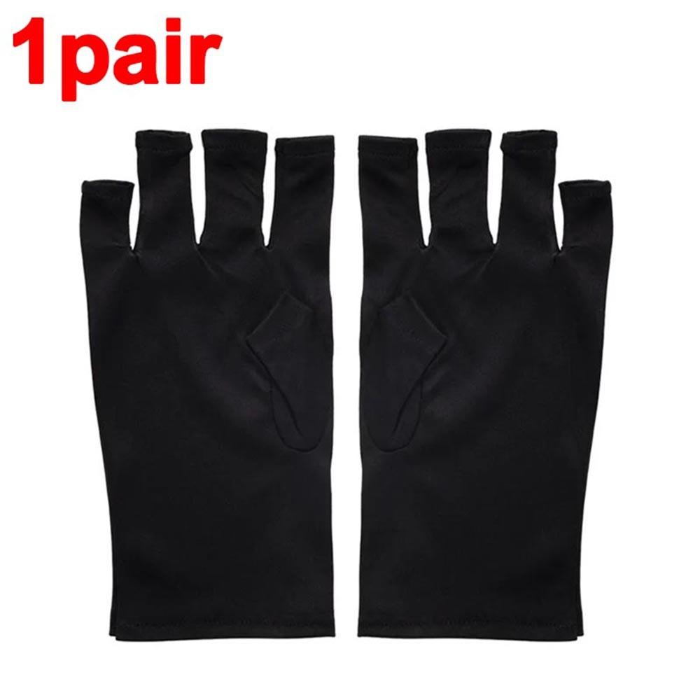 1Pair Nail Art Gel Tool Nail Art UV Protection Gloves for Gel Nail Art Manicure 1Pair Black
