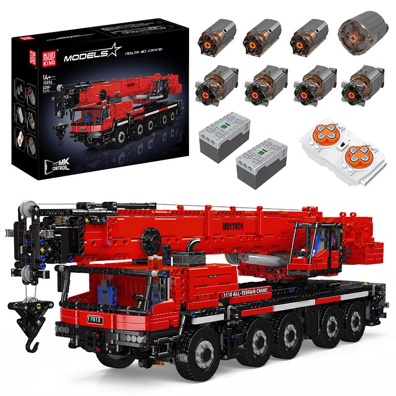 Mould King 17073 17074 Technical Car Toys The RC LTM 1110 Crane Building Block Engineering Truck Brick Set Kids Christmas Gift