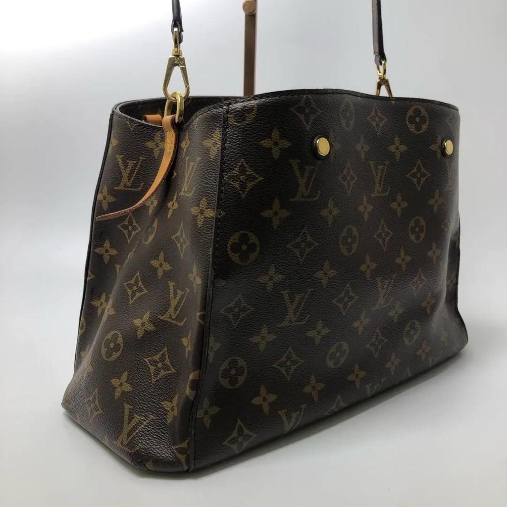 [Tweedehands] Montaigne Monogram Canvas en Leer Tote Tas Medium - Goed #1U106SK