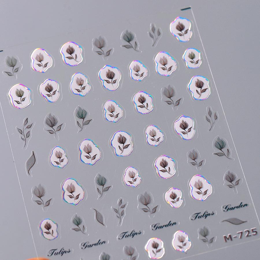 1 PCS 5D Glitter Light Pink Begonia Flower Nail Art Sticker Exquisite Design High Quality Decorative Decal Nail Sticker
