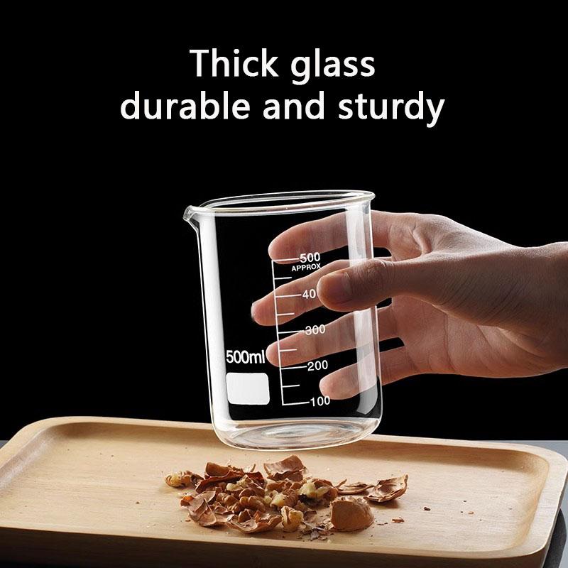 50-1000ml High Borosilicate Glass Measuring Cup Heat-resistant Laboratory Beaker With/Without Handle Scales Mug Measuring Tools