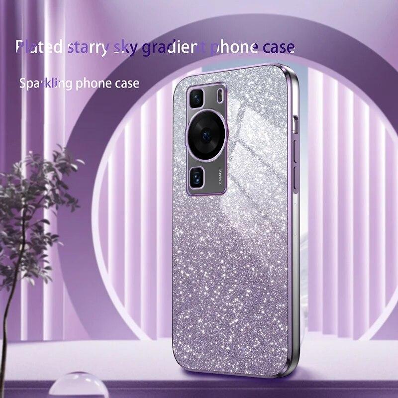 Luxury Gradient Glitter Plating Case For Huawei P60 P50 Pro P40 P30 Lite Mate 60 50 40 30 Pro P Smart 2021 Y7A Y9A Y9S Y9 2019 Silicone Back Cover