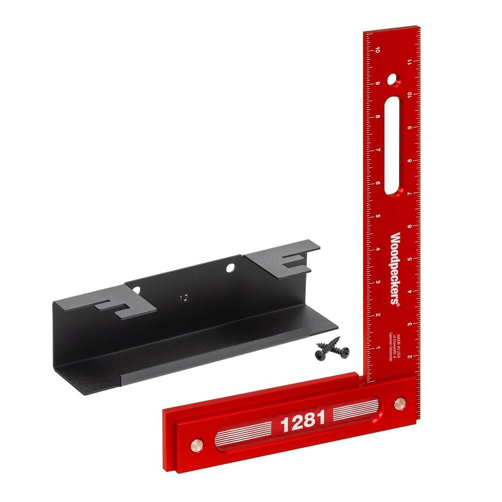 Woodpeckers Precision Woodworking Made In the Feature Pack Metric Shoulder Laser Engraved Scale Square, 300mm, Aluminum, USA, Square, Self-Standing,