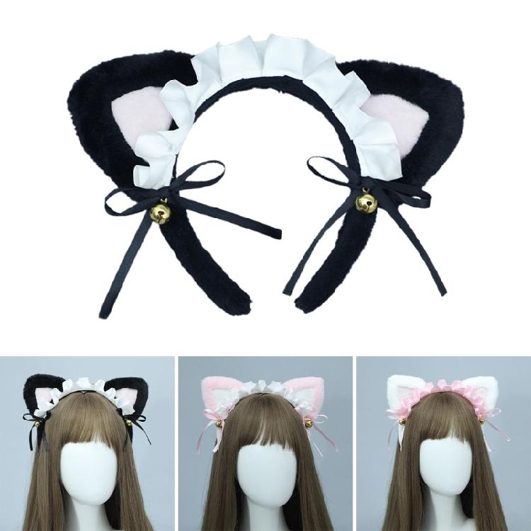 Plush Cat Ear Lace Headband Animation Costume Hairband Themed Party Hairhoop