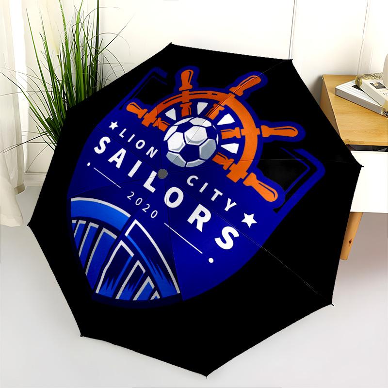Lion City Sailors Football Club pattern, automatic folding umbrella, portable and foldable design, 8 ribs, a Christmas or birthday gift.