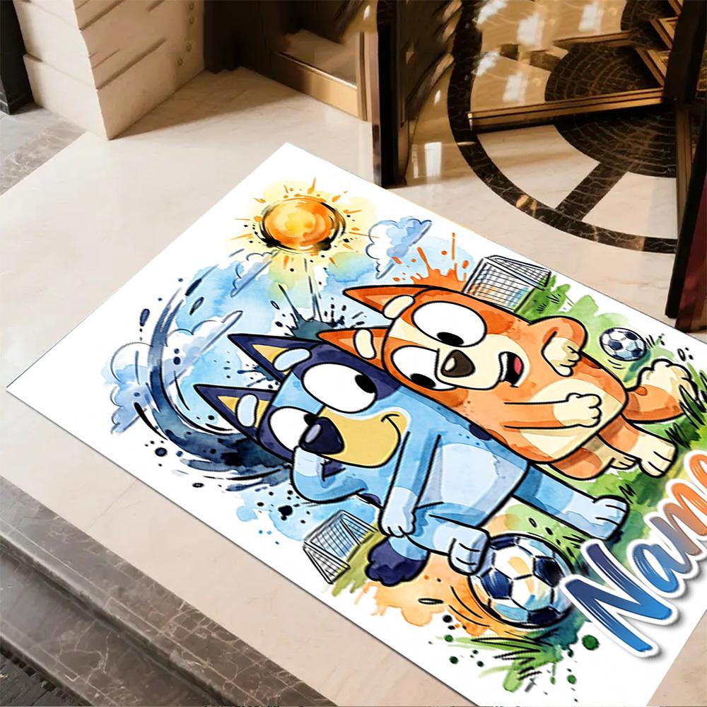 Sunny Day Soccer Fun Personalized Text Area Rug Suitable for Outdoor Playrooms Decorate room Game Room Anti-slip Rug Anime Office Decor