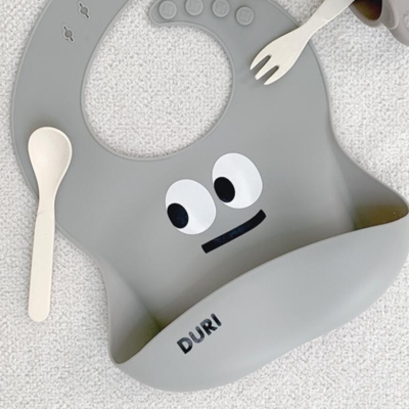 Duri Baby Food Silicone Waterproof Bib Baby Bib Duri chin rest cocoa beige