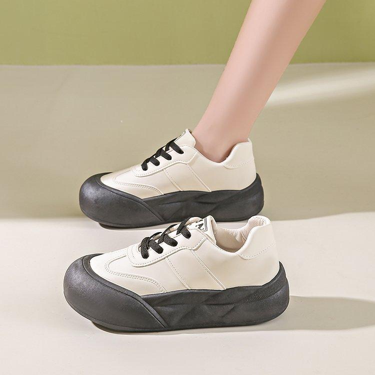 

Ugly cute bread shoes 2024 autumn new German training shoes lightweight student retro round head canvas shoes women s white shoes tide 41 чорний