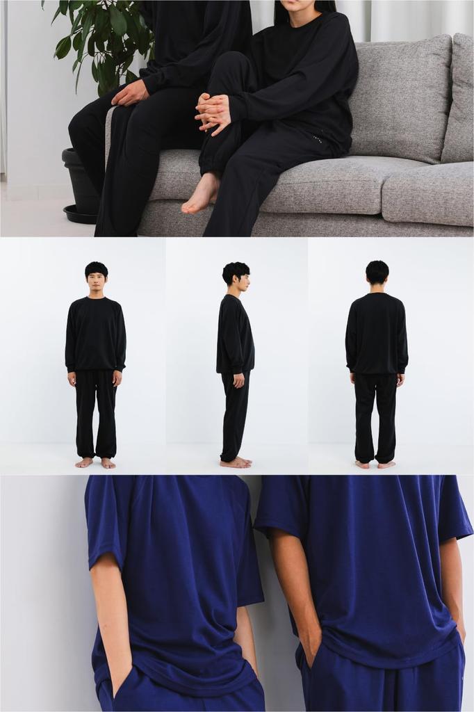 ELECOM Recovery General Medical Device Long Sleeve Wear, Top, Unisex, ECLEAR, XL, Black, HCM-RW02TXLBK