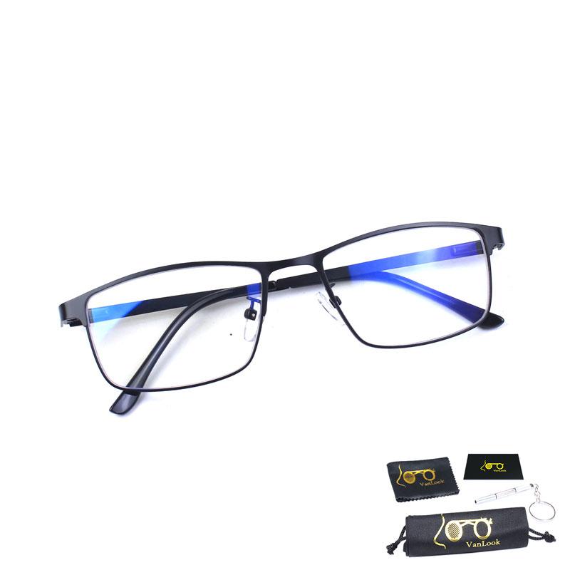 

VANLOOK Новые мужские компьютерные очки с защитой от синего света, женские, из нержавеющей стали, с пружинным шарниром, металлическая оправа для очков, антибликовое покрытие UV400 чёрный