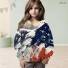 Girls Long Sleeve Hoodie Bald Eagle American Flag Printed Pullover