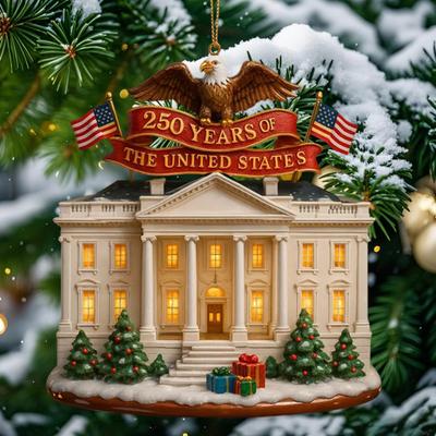 Decoración del 250 Aniversario de EE. UU. 250 Años de los Estados Unidos Adorno Conmemorativo Recuerdo Decoración Colgante Patriótica para Árbol de Navidad Historia