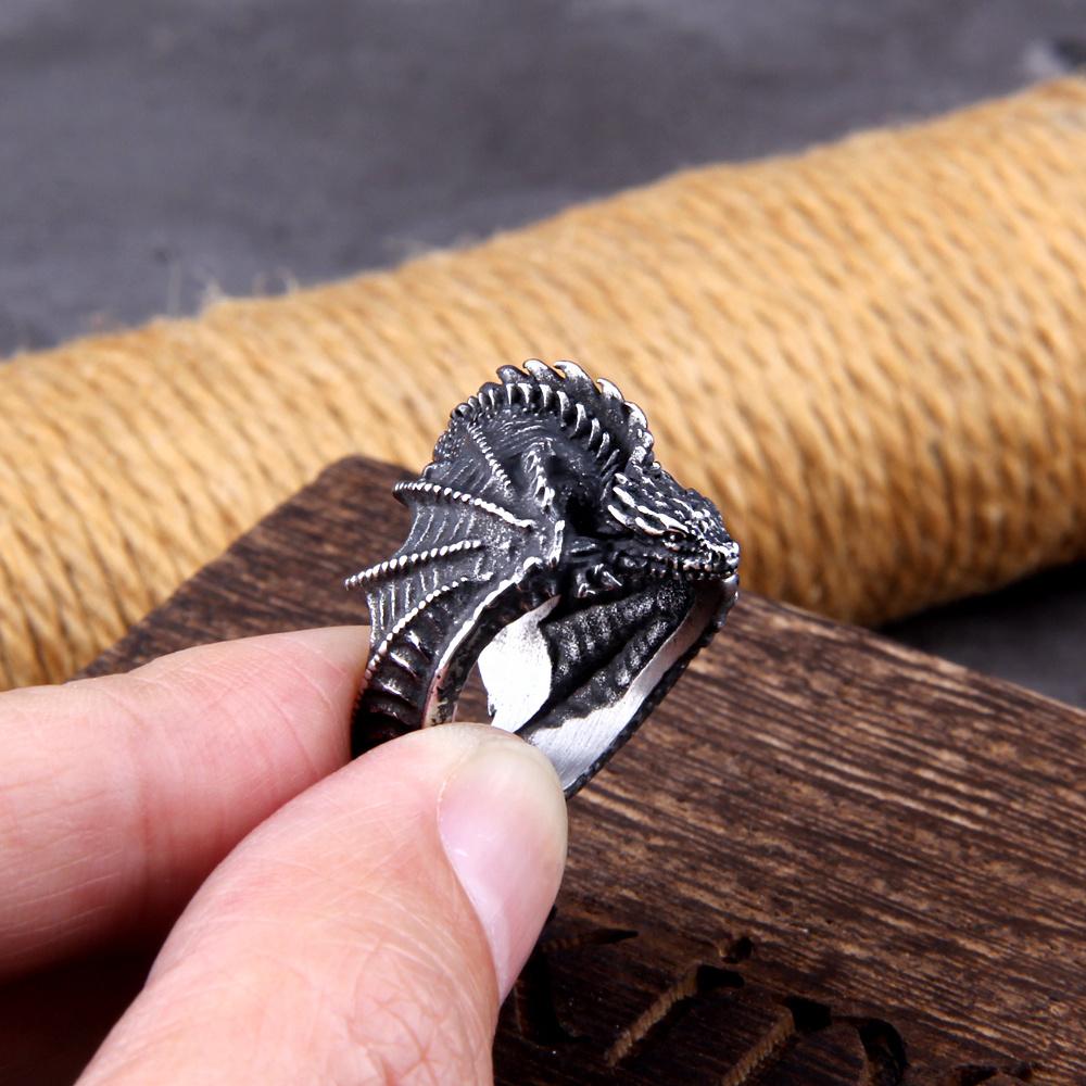 A Huge Dragon Ring with Viking Style Men's Fashion Jewelry As a Gift