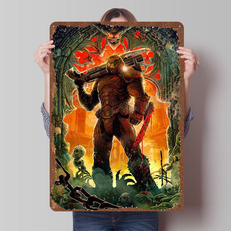 DoomS Tinplate Posters Custom Wall Art Vintage Metal Signs Retro Tin Plaque for Bedroom Decoration Gaming Home Decor Accessories