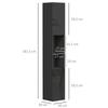 Bathroom Column Cabinet, 2 Cupboards, Adjustable Shelves, 2 Niches, 30 x 30 x 181.5 cm, Black