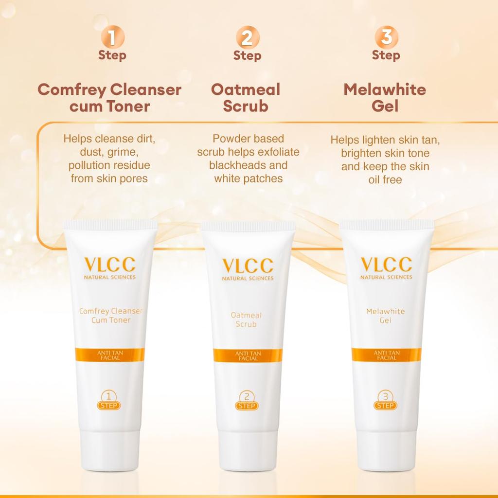 VLCC Anti Tan Facial Kit 60 g With 25 Vital Ingredients for Sun Tan, Dark Spots, UV Protection