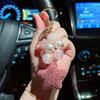 Five Star Pointed Keychain With Personalized Crystal And Pearl Grape Pendant