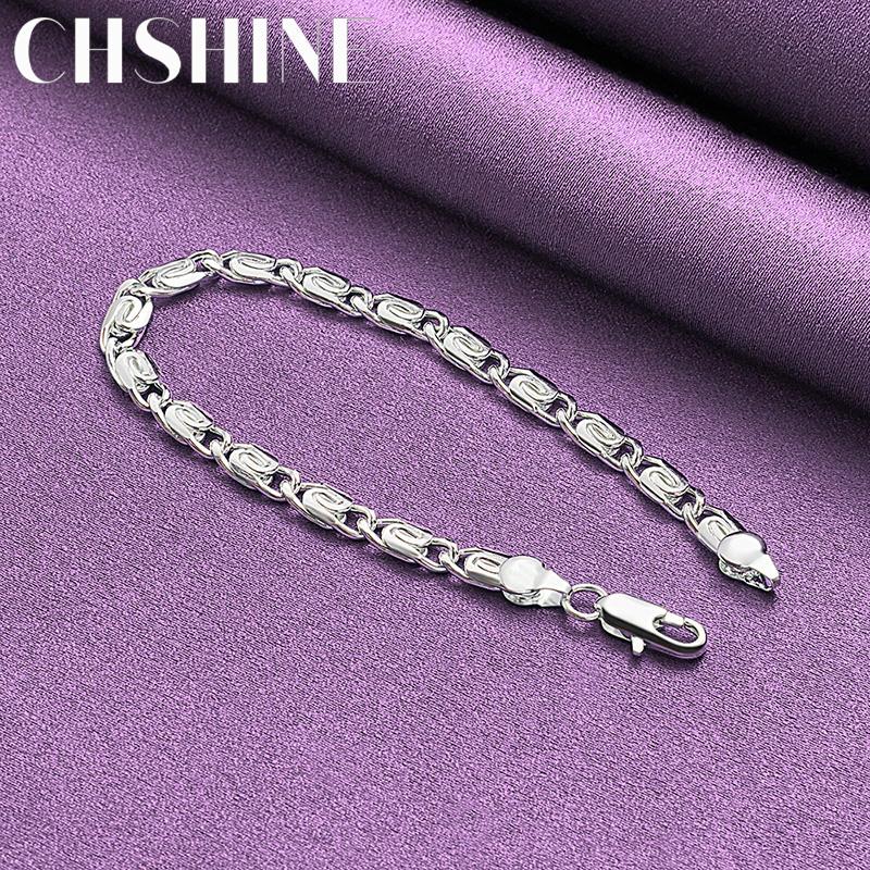 CHSHINE 925 Sterling Silver Men Geometry Bracelet For Women Wedding Party Fashion Charm Jewelry