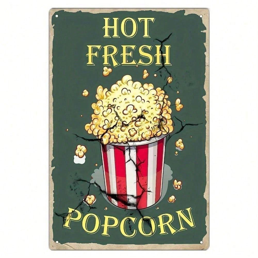

Vintage Retro Popcorn Metal Wall Sign, Cinema Decor for Kitchen