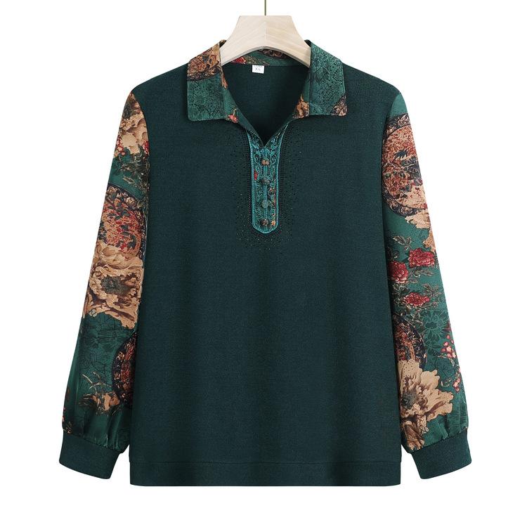 

Женский модный бабушкин наряд свитер в китайском стиле с длинным рукавом для среднего и пожилого возраста вязаные свитера на осень тонкая базовая рубашка 5XL зелёный