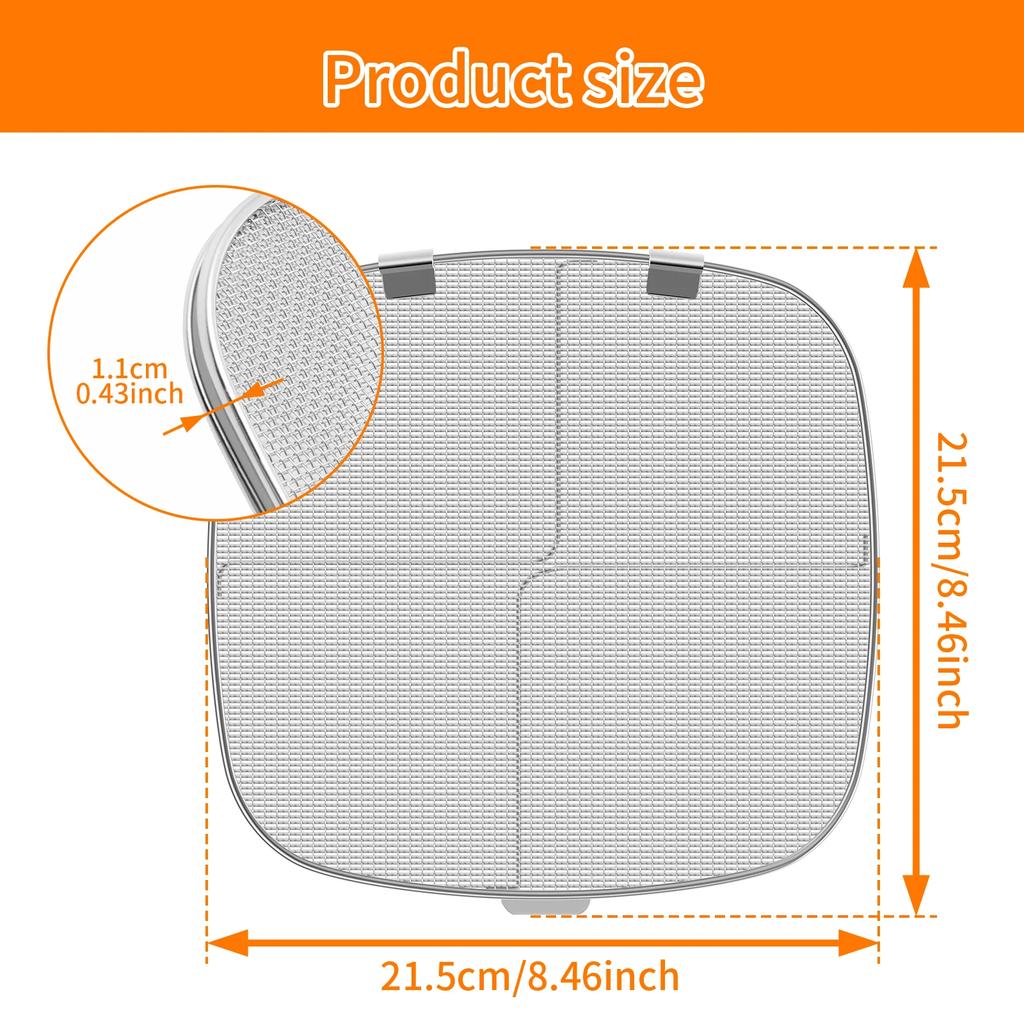 Air Fryer Fine Mesh Splash Cover Stainless Steel Splatter Screen Splatter Guard for Ninja Foodi AG300 AG300C AG400 Oil-proof Net