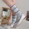5 Pairs of Women's Summer Thin Breathable Cotton Lace Bow In The Tube Pile Socks
