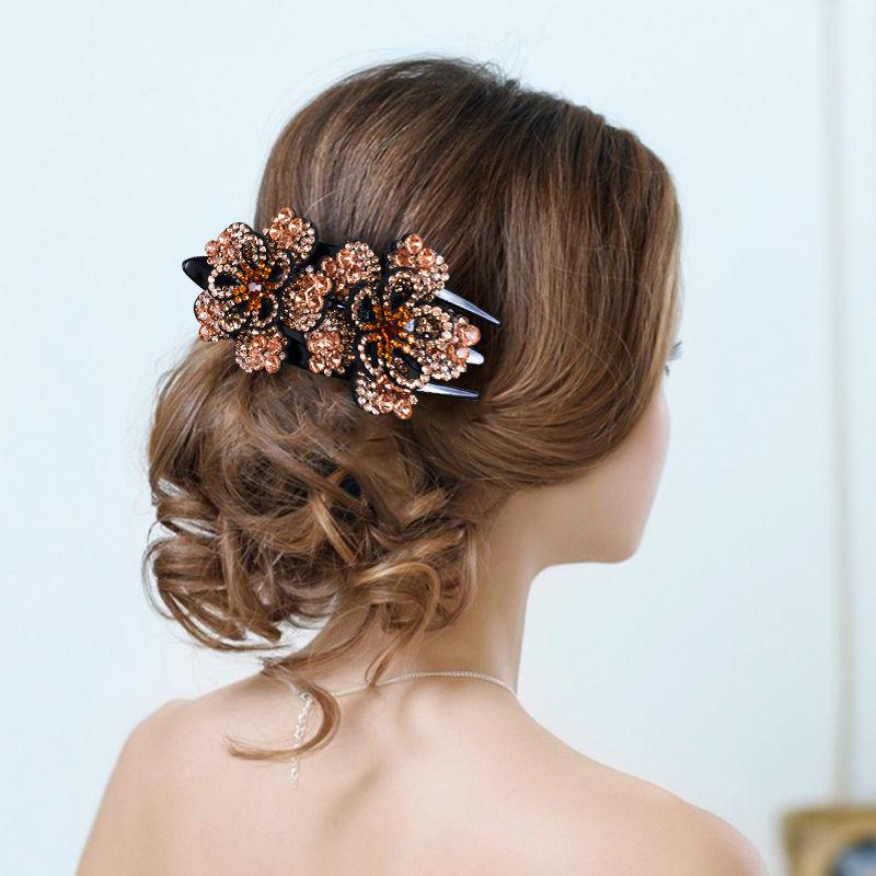 Koreanische große Strass Hochsteck-Entenschnabel-Haarspange - Drei-Zahn-Klammer für Mütter