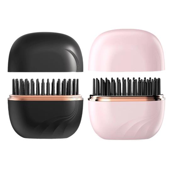 Mini-Haarglättbürste Wiederaufladbar Tragbar 3-stufige Temperaturregelung für Alle Haartypen Schnelles Aufheizen Verbrühungsschutz Heißbürste Freundliches Geschenk