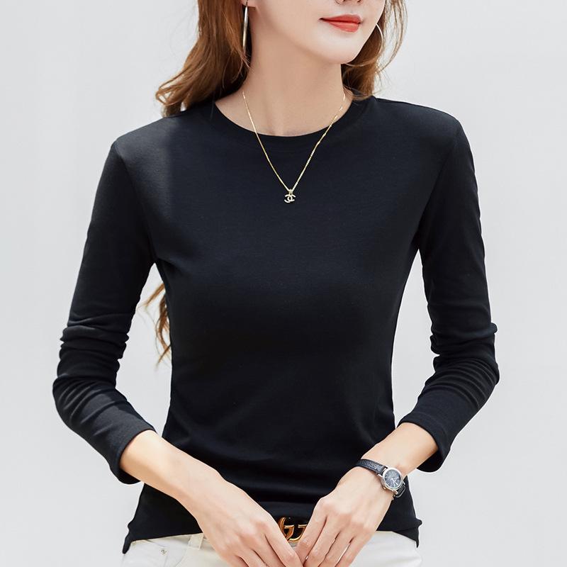 Women's Korean Slim Fit Long Sleeve Round Neck T-Shirt - Autumn Style